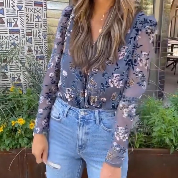 Apricot Lane Tops Jena Green Floral Bodysuit Poshmark